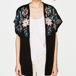 Zara Embroidered Kimono Jacket
